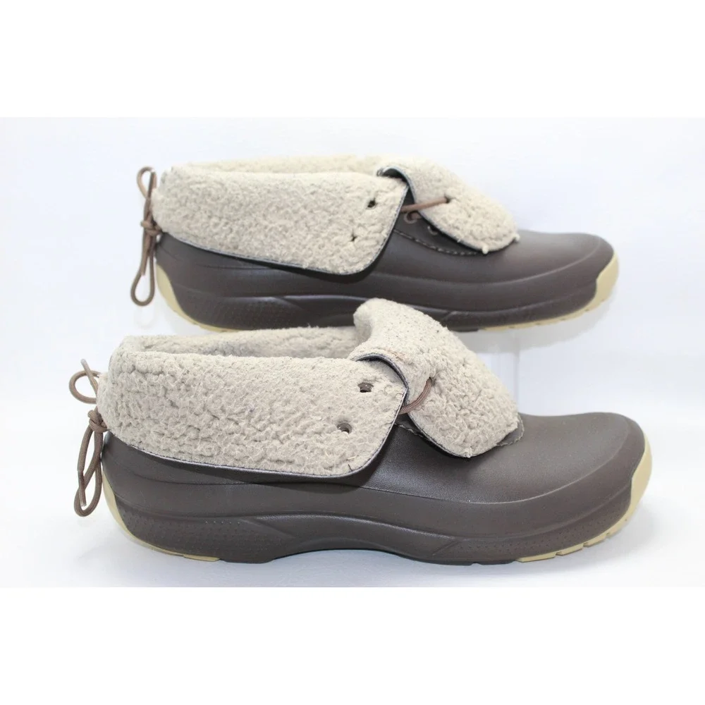 Crocs Blitzen Luxe Convertible Boots Mens Size 9 Brown Faux Fur 201843
